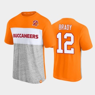 Buccaneers Tom Brady Orange Gray Throwback Colorblock T-Shirt