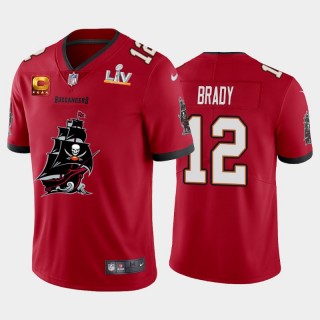 Tom Brady Buccaneers Red Super Bowl LV Champions Captain Patch Vapor Limited Jersey