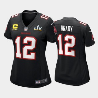 Women Buccaneers Tom Brady Super Bowl LV Jersey Captain Patch - Black